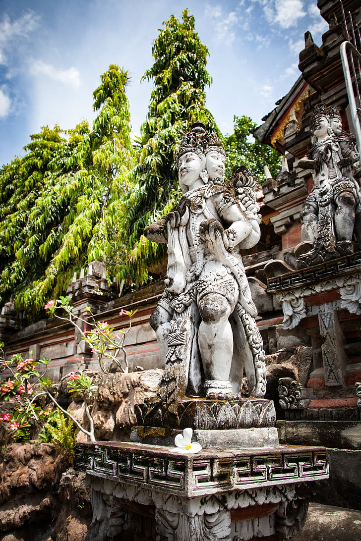 temple, statue, stone figure, temple complex, jungle, stone, hindu