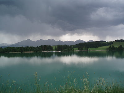 järve forggensee, torm, suvel, gewitterm, taevas, Füssen, vee