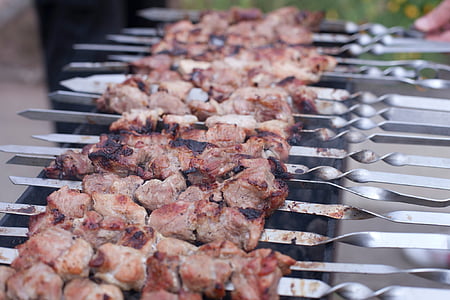shish kebab, barbecue, meat, food, tasty, meat skewer, fry