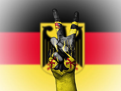 germany coat of arms, germany peace, hand, nation, background, banner, colors