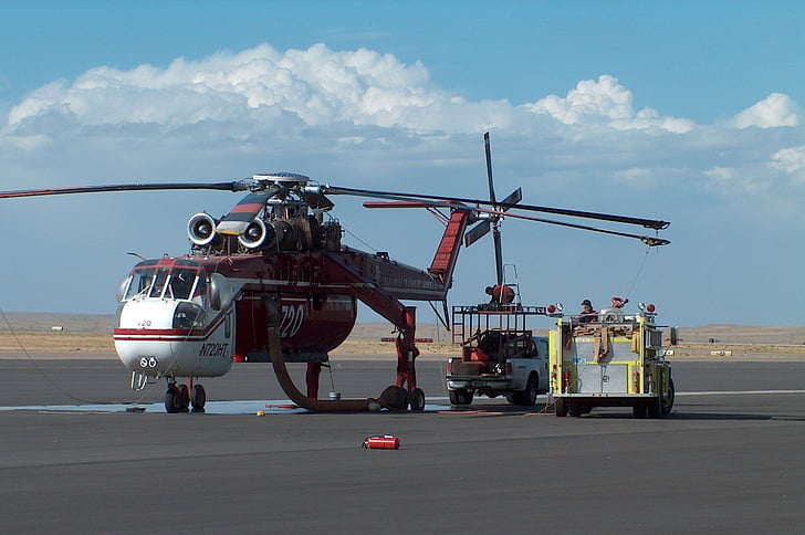 helicopter, fire truck, hose, firefighter, airport, air Vehicle, airplane