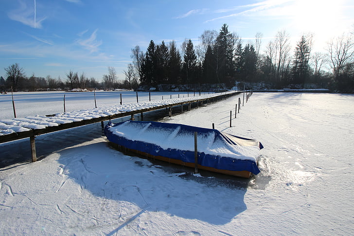 Boot, gefroren, Wasser, Eis, Frost, winterliche