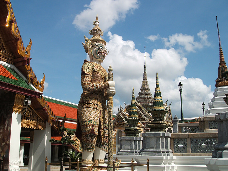 Thaïlande, Palais Royal, statue de, jardin