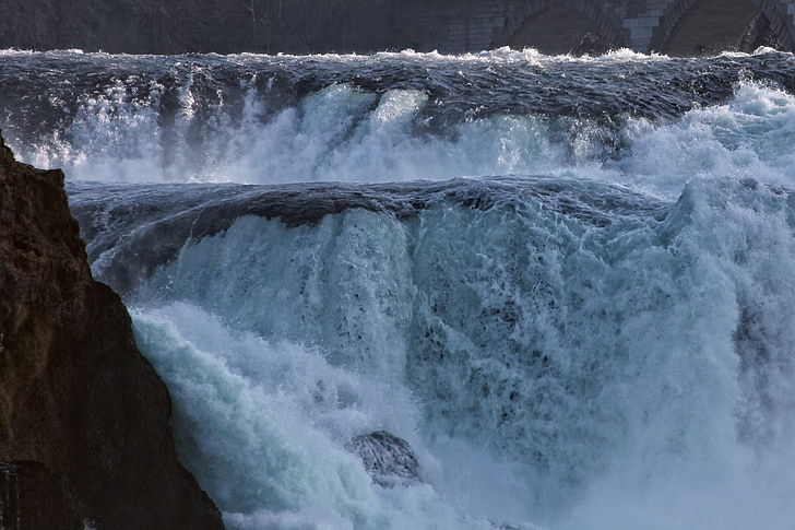 rhine falls, water mass, roaring, flood, neuhausen am rheinfall, switzerland, waterfall