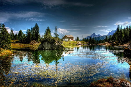 Lago federa, Dolomites, doğa, Göl, Alp, dağlar, Belluno