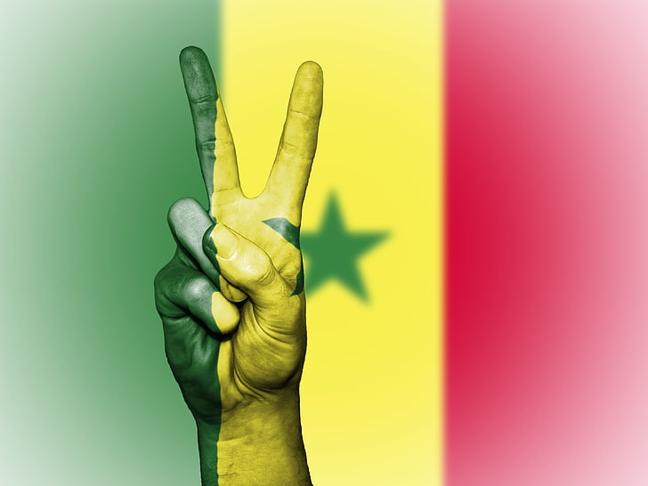 Senegal, pokoju, ręka, naród, tło, transparent, kolory