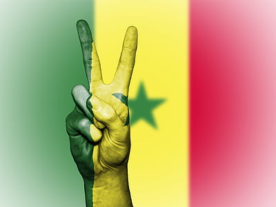Σενεγάλη, ειρήνη, χέρι, έθνος, φόντο, πανό, χρώματα