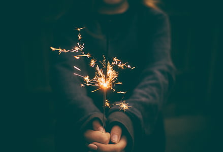 celebrate, celebration, firework, flame, hand, night, sparkler