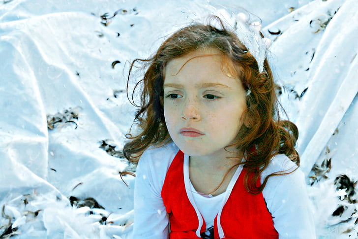 Κορίτσι, Χειμώνας, νιφάδες χιονιού, ομορφιά