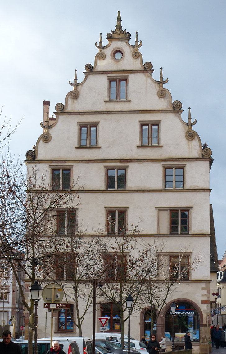 Gable, façade, vieille ville, Colmar, poutrelle