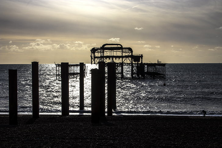 Brighton, West pier, East sussex, Storbritannia, strandpromenaden, Sussex, landskapet