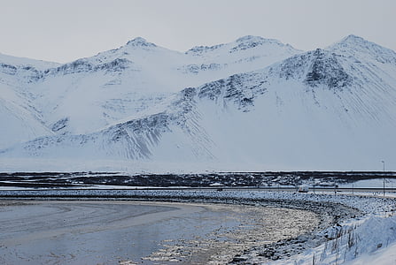 Islandia, alam, Gunung, Islandia, pemandangan, salju, Kolam