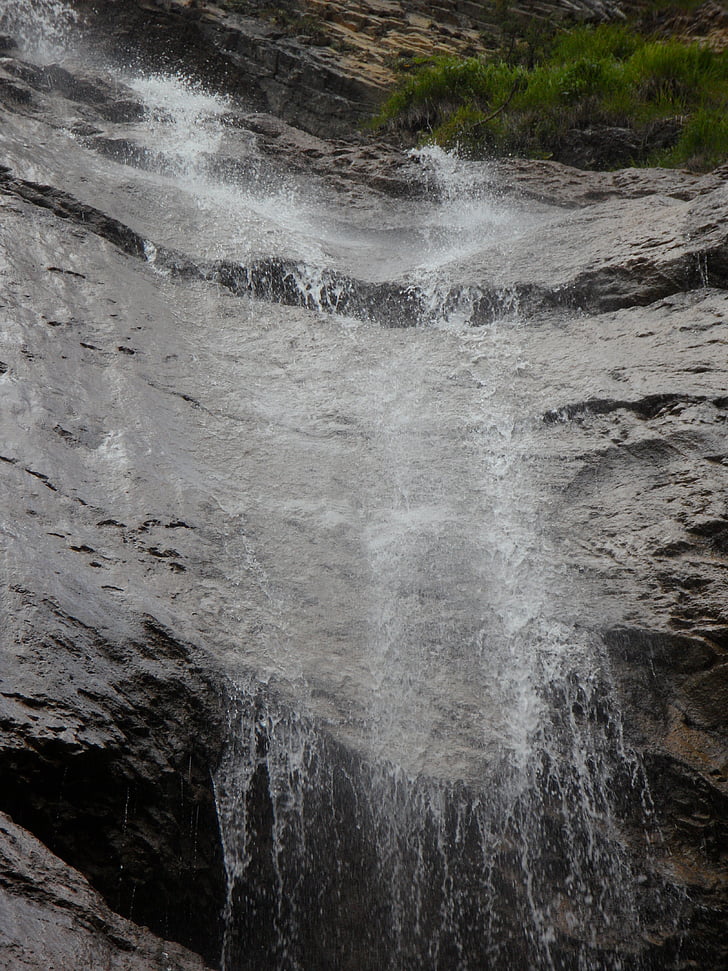 flow, water, waterfall, mountain, rock, schleierfall