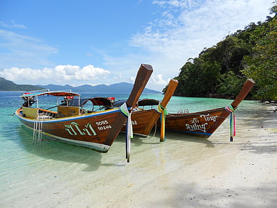 boats, thailand, sea, tropical, ocean, island, blue