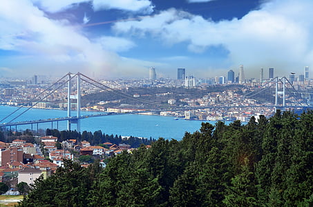 Wolke, Grüns, blaues Meer, schöne, Turkei, Istanbul, Landschaft