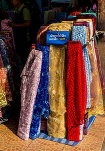 stof, håndklæder, farverige, Warorot marked, Chiangmai, nordlige thailand