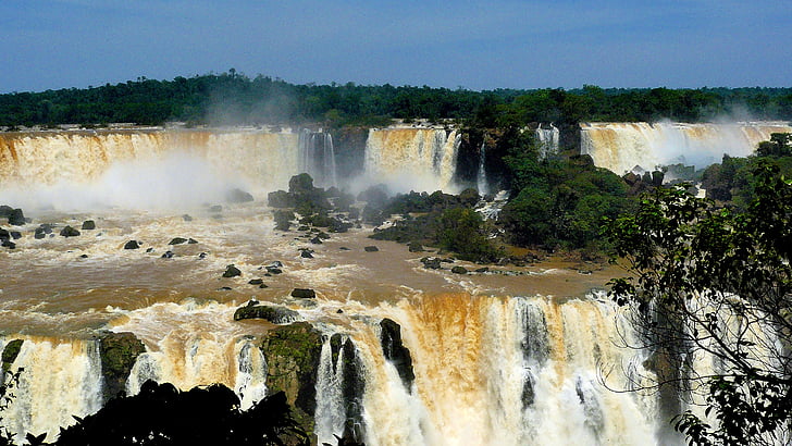 Falls, Foz iguaczu, Brazilië, waterval, natuur, rivier, Iguacu watervallen