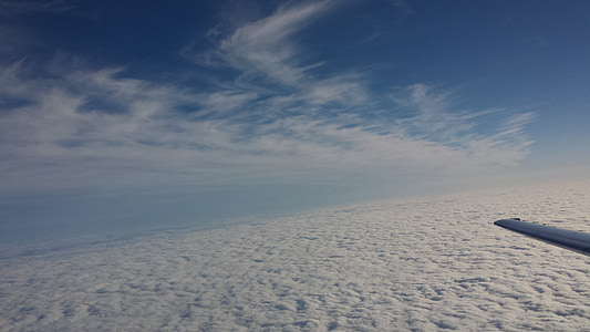구름, 스카이, 아침, 블루, 아름 다운, 비행기, 비행
