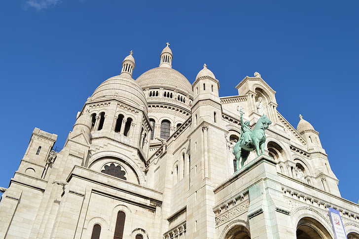 Базиліка, Базиліка Святого серця Парижа, Церква, Франція, Монмартр, Пам'ятник, Париж