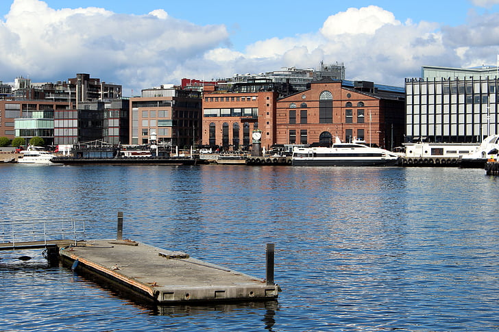 Oslo, Norwegia, Port, Oslofjord, Miasto, budynek, Skandynawia