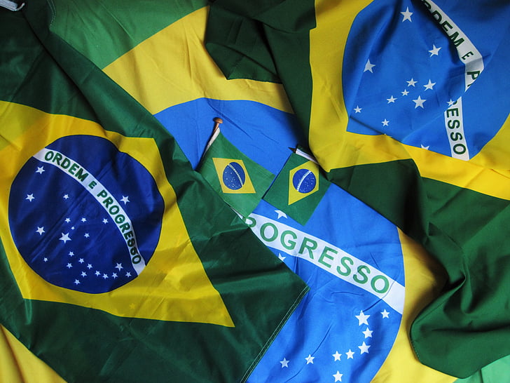 Olimpíada a brasil, Bandera de Brasil, verd-blau-groc, Ordem e progresso, Brasil, futbol fan-articles, decoració