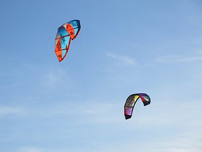 fliegende Drachen, Drachen, Strand, Kite, Wind, fliegen, Paragliding
