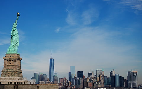 Статуя свободи, Нью-Йорк, місто, міський пейзаж, горизонт Нью-Йорка, Нью-Йорк skyline, Нью-Йорк