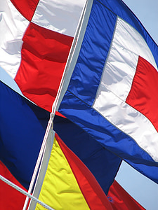 banderes, banderes nàutics, Nàutica, Mar, blanc, blau, vermell