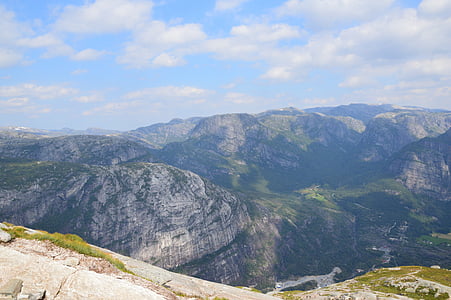 Norvégia, sziklához, Lysebotn, fjord, természet