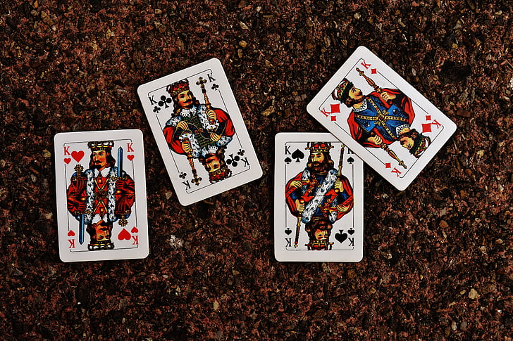 playing cards, king, four, card game, gambling, heart, diamonds