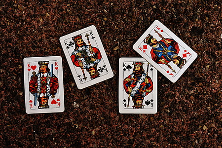 jugando a las cartas, rey, cuatro, juego de cartas, Juegos de azar, corazón, diamantes