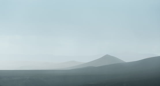 distancia, niebla, monocromo, montañas