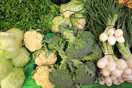 köögiviljad, Brokkoli, salat, valge, loodus, roheline, terve