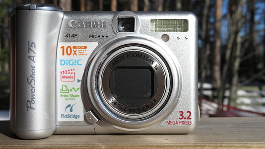 appareil photo numérique, appareil photo, petite caméra, Canon CP 1202, PowerShot, A75, plus âgés