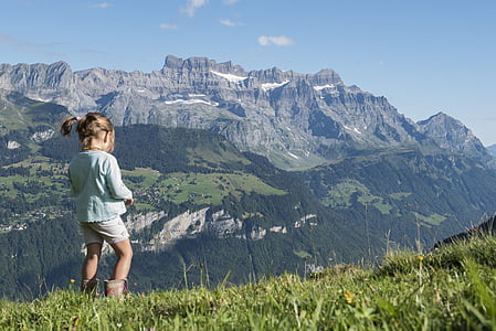 Alp, кантоне Гларус, горы, glärnisch, Гларус, девочка, Швейцария