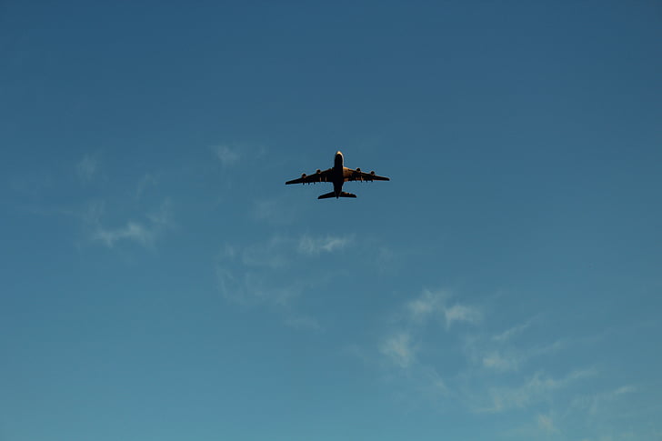 viatges, vista d'avió, vol, aeronaus, cel, blau