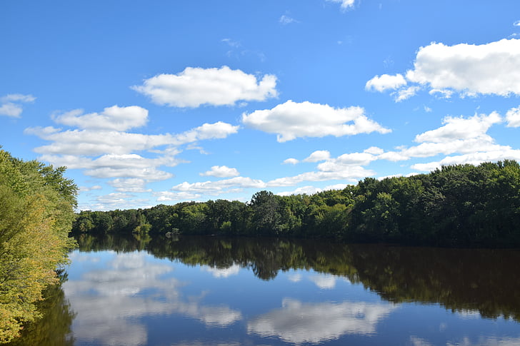 sông reflections, đám mây, bầu trời, sông, cảnh quan, màu xanh, nước