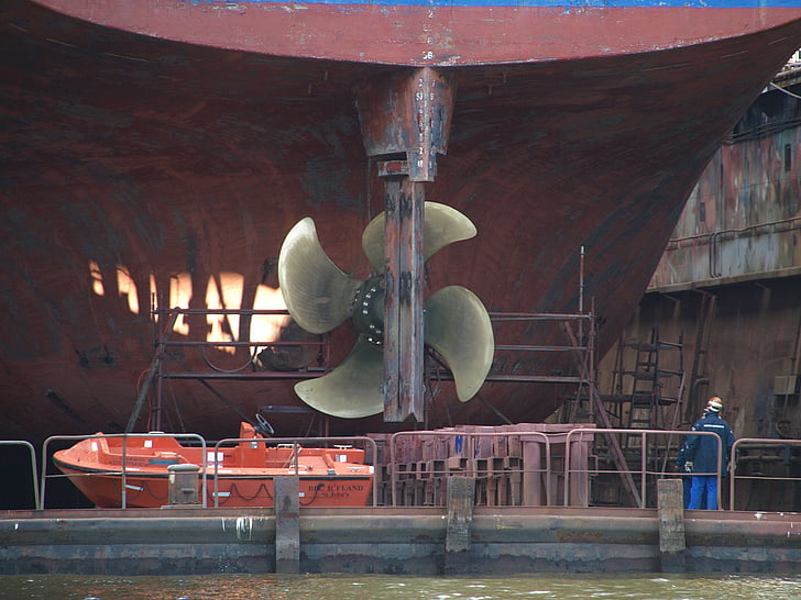propeller, Hamburg, hamn, varvet, docka, flytdocka, fartyg