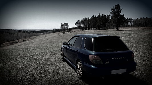 coche, Subaru, paisaje