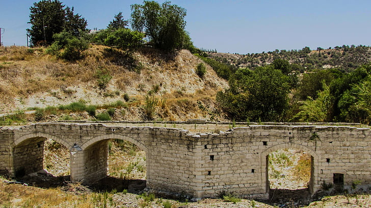 Ciprus, alethriko, híd, kő épített, régi, építészet
