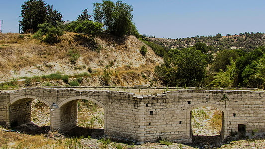 Kypros, alethriko, Bridge, kivi rakennettu, vanha, arkkitehtuuri