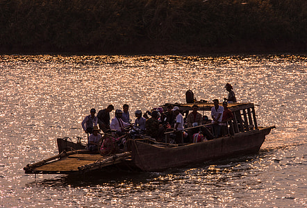 Mékong, Ferry, rivière, abendstimmung, botte, navire, eau