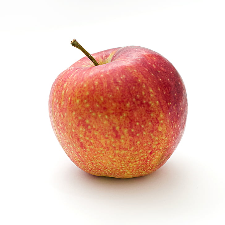 red, apple, white, surface, fruit, food, juicy