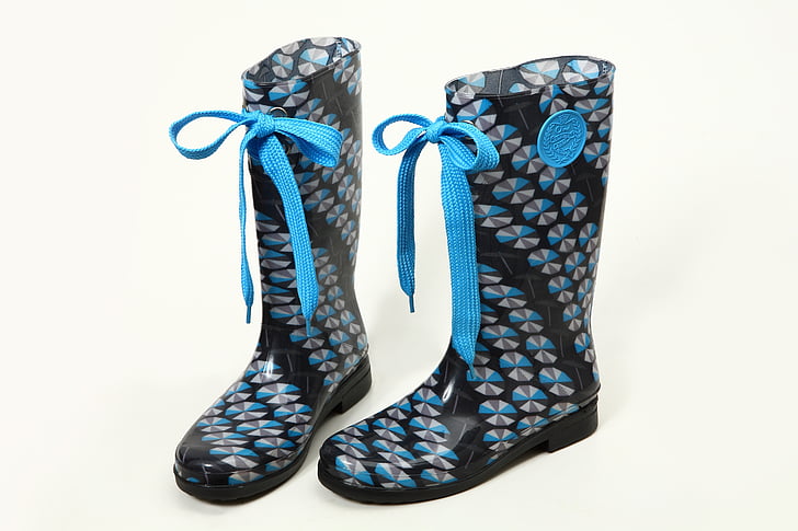 boots, rain boots, ribbon, shoes