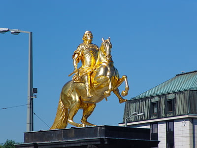Дрезден, Райтер, Памятник, Конная статуя, Статуя, интересные места, золото