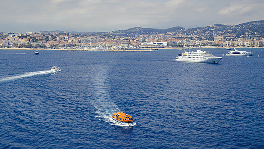 Barcos, água, Baía, Cannes, França, férias, luxo