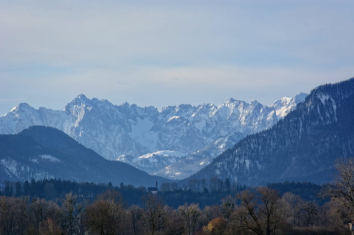paisagem, Baviera, Chiemgau, Lago, natureza, montanhas, distante
