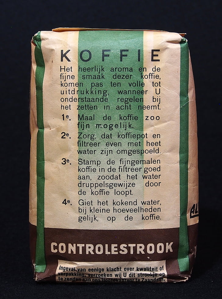 καφέ, πακέτο, χαρτί, τσάντα, προϊόντος, παλιά, Ολλανδικά