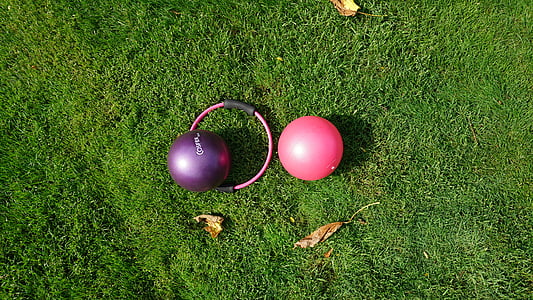 öppet utrymme, grön, Sport, gräs, Pilates boll, cirkel, Pilates