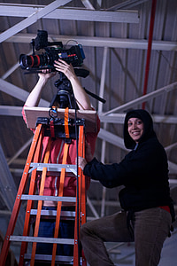 camera, crew, film, filming, video, teamwork, cameraman